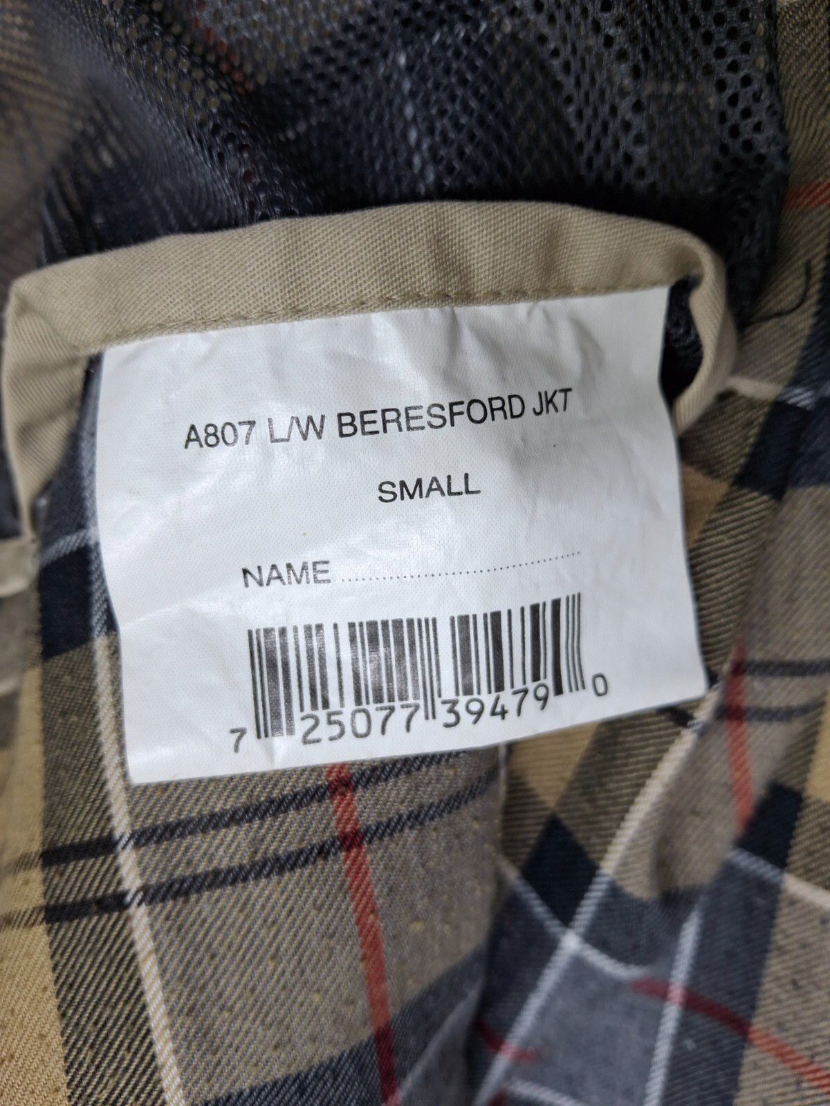 A rare Barbour A807 L/W Lightweight Beresford Beige Cotton Jacket Tartan Size S image 8
