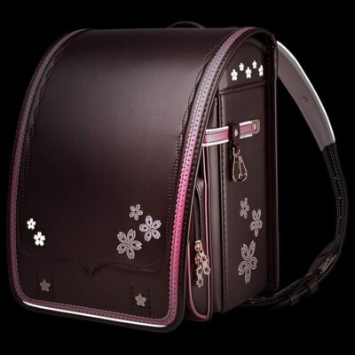 Japanese Randoseru School Backpack Brown Pink Trim Sakura