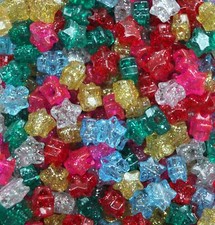 Star Beads Multi Mix Glitter Sparkle Large Hole Pony Beads Made in USA