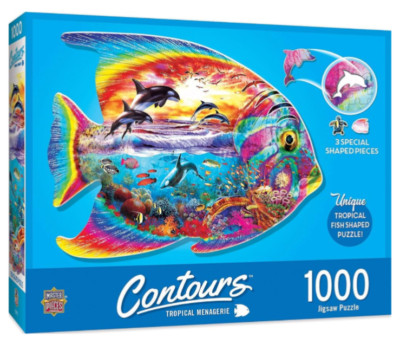 New MasterPieces - Contours - Tropical Menagerie 1000 Piece Shaped Jigsaw Puzzle