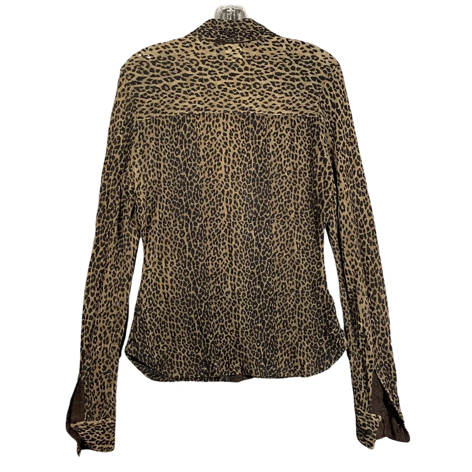 Винтажный любовь любовь любовь любовь женщин леопард длинным рукавом эластичной Топ размер S 2 сделано в США - Изображение 2 из 4