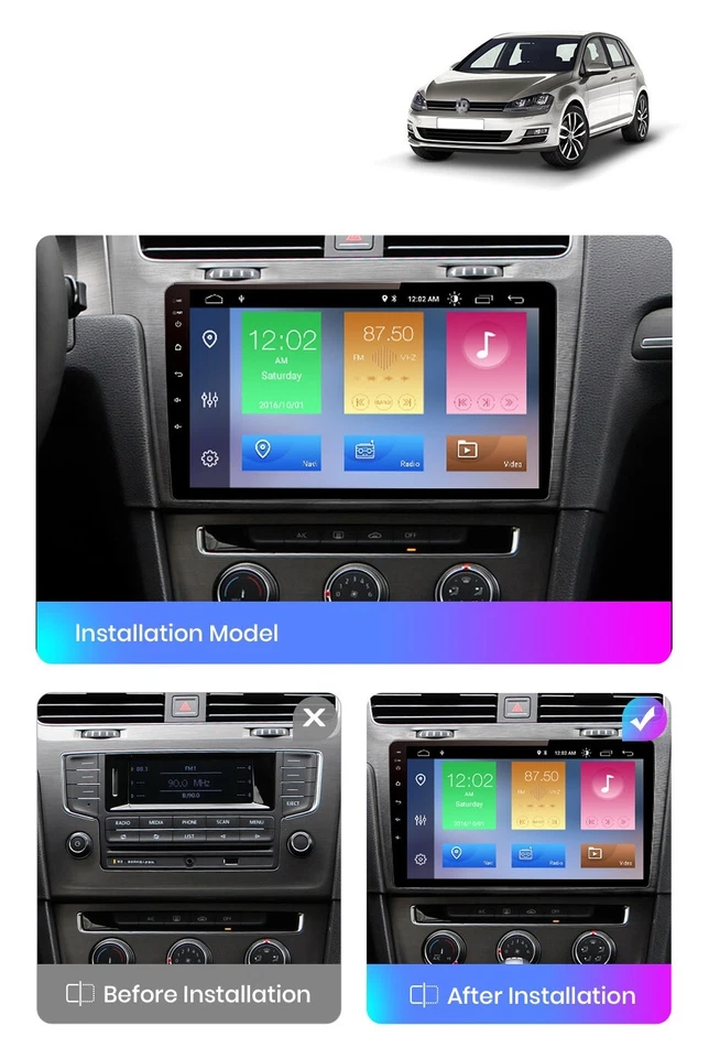 CAR TABLET ANDROID 11 PER WOLKSWAGEN GOLF 7 2GB RAM - 32GB ROM AUTORADIO 10" - Immagine 3 di 4