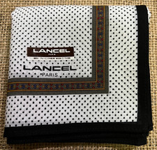 CLASSIC BLACK  WHITE POLKA DOTS ART MAN HANDKERCHIEF COTTON POCKET SQUARE 17"