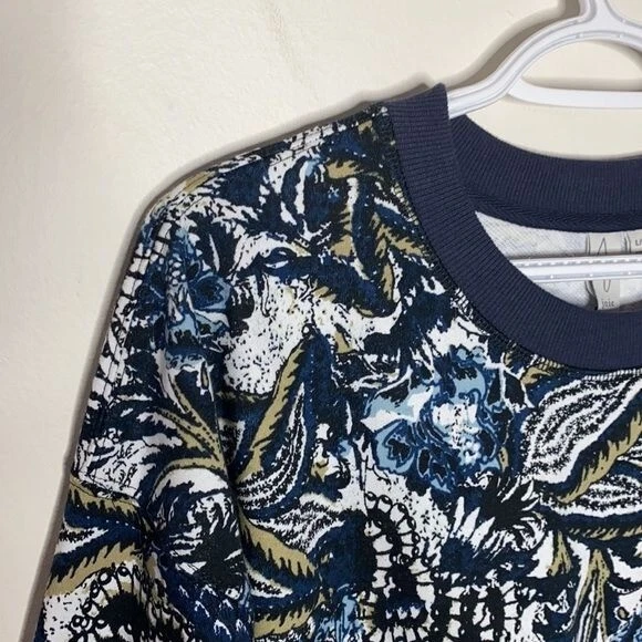 Moletom Joie estampa floral cropped gola redonda com furos no polegar tamanho G - Imagem 4 de 4