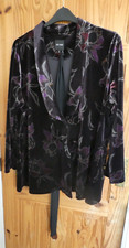 Nic+zoe Purple Multi Floral Velvet Long Jacket 2x Single Breasted + Belt? Plus