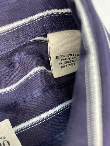 Pronto Uomo Camicia Bottoni Uomo Grande Non Ferro Blu Rigato Manica Lunga - Foto 8 di 10