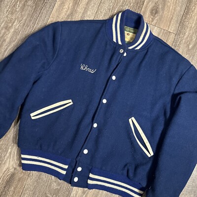 Vintage 70s Varsity Letterman Standard Pennant Company Blue