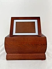 Urn Smart Cremation Cherry Wood Box with 4x6 Photo Frame Display Memorial Box