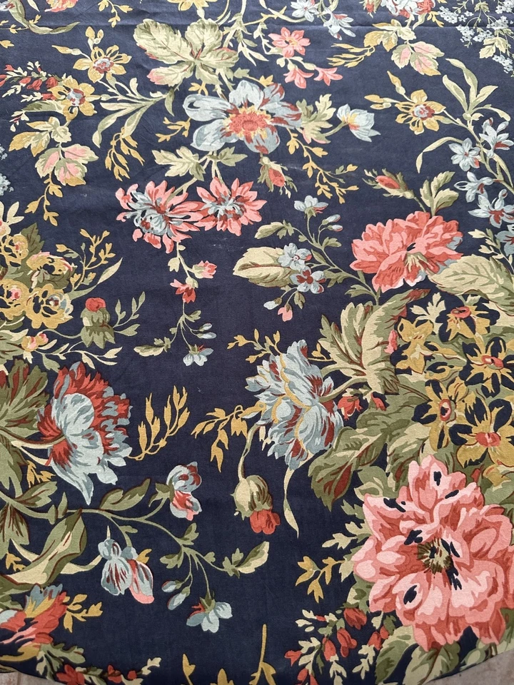 April Cornell Navy/pink  Floral Tablecloth  52" sq. handmade New - Image 4 of 4