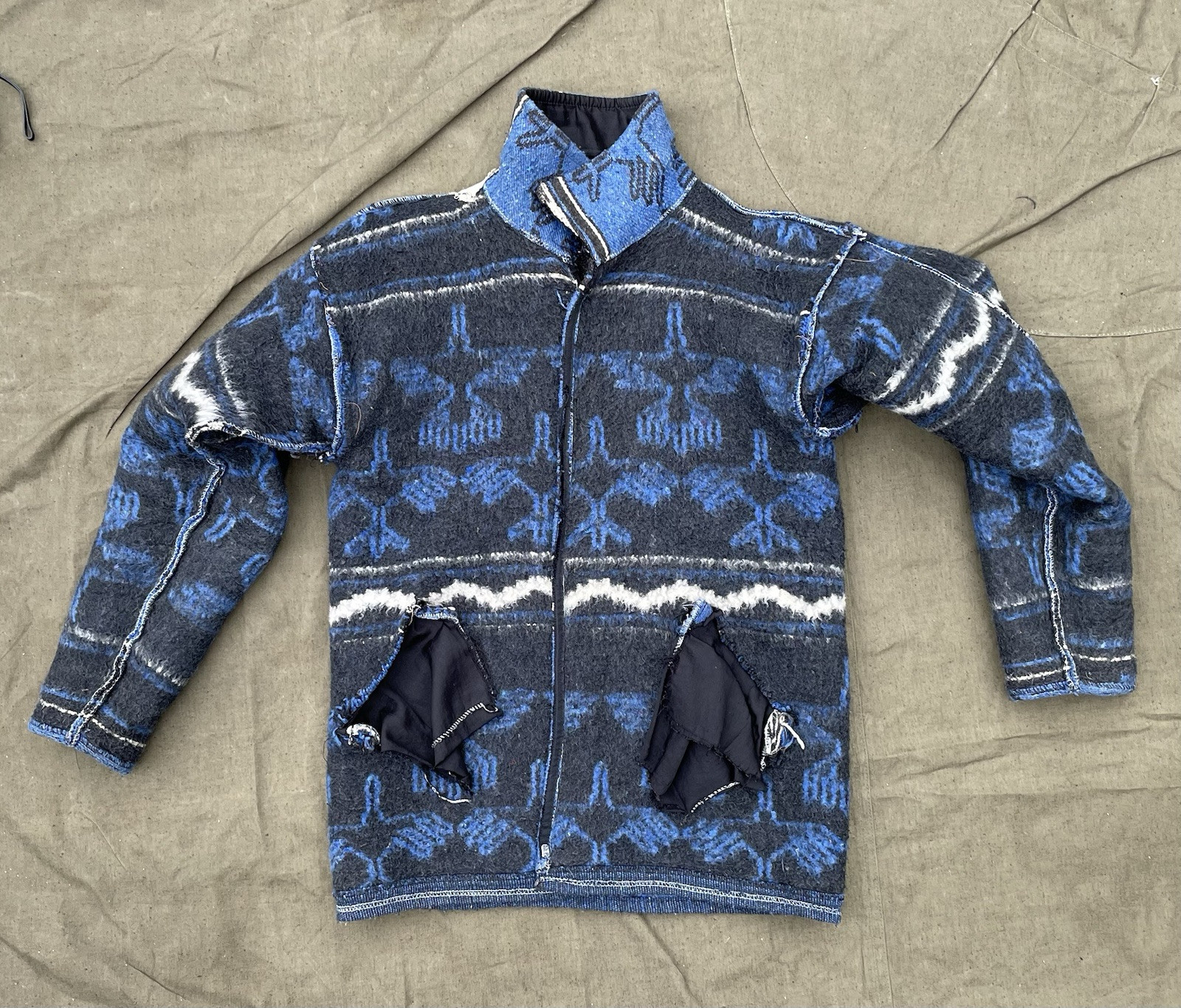 Alpaca Wool Peruvian  Inca Aztec Jacket Button Larger Rare Vintage hippie image 4