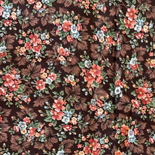 VTG Cranston Brown Floral Calico Cotton Fabric BTHalfY 33
