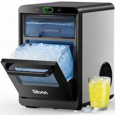Silonn Nugget Ice Maker Countertop - Steel Finish for Home Kitchen