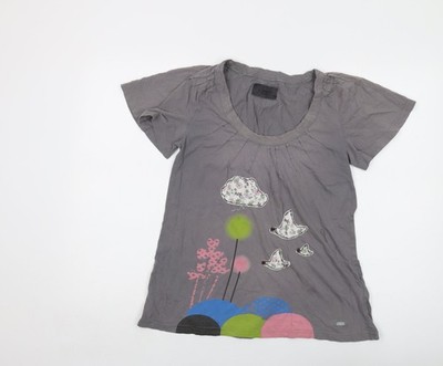 Numph Damen T-Shirt Grau Baumwolle Basic Größe M Rundhals