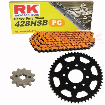 Kettensatz Suzuki DS 80 SM  82-03 Kette RK PC 428 SB 96 offen ORANGE 12/34