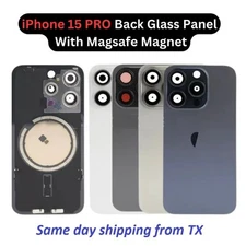 For iPhone 15 Pro Max Plus Back Glass Replacement Rear Frame Cover with Magnet