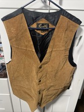 Scully Vest Men's Size XL- Brown Boar Suede 4 Snap Front Satin-Back Western