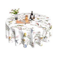 JYKCUL Spring Summer Tablecloth Round 60 60" Round , Birds Branch Floral