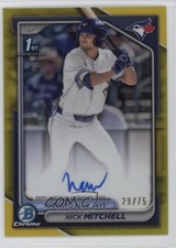 2024 Bowman Draft Chrome Prospect Yellow Refractor /75 Nick Mitchell Auto 0i53