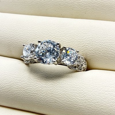 Tacori Ring Sterling Silver size 8 925 Engagement CZ Trio Band Cocktail