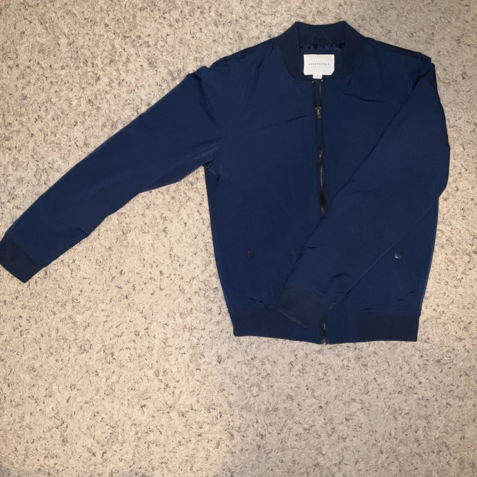 🔥Aéropostale Bomber Jacket Size XS Blue Full Zip Lined Polyester Blend Shell🔥
