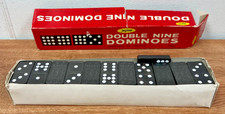 Double Nine Dominoes Jaymar 55 Pieces Black White Dots COMPLETE SET