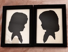 Vintage Silhouette Ritratti Arte Coppia di Giovani Ragazze Classico Decorazione Parete Tagliato a Mano