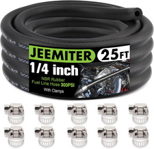 1/4 Inch Fuel Line Hose 25 Feet with 10 Clamps SAE 30R7 Gas Diesel Marine Small