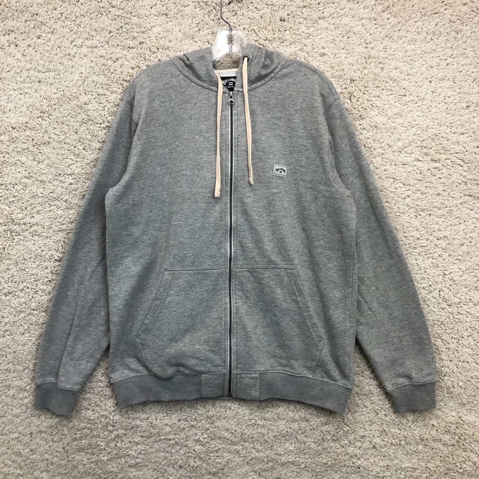 Billabong Hoodie Large Adult Gray Full Zip Sweatshirt Long Sleeve Pockets Mens L