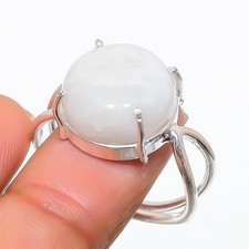 Natural Moonstone Gemstone 925 Sterling Silver Jewelry Ring Size 9 US