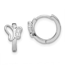 Sterling Silver Rhodium-plated Polished Cubic Zirconia Butterfly Hoop Earrings