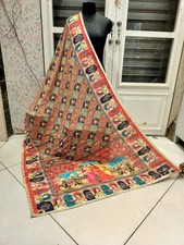 Women Dupatta Pearl  Mirror work Handcrafted Indian Print Chiffon Chunni honey