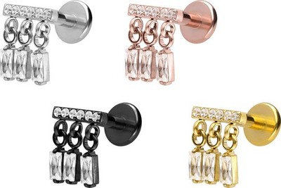 PIERCINGLINE  Piercing Stecker Titan Labret mit Gewinde WINDSPIEL