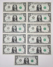 (11) A-L SEALS STAR NOTES VERY LOW RUN & PRINT EACH SERIAL # $1 US DOLLAR BILLS