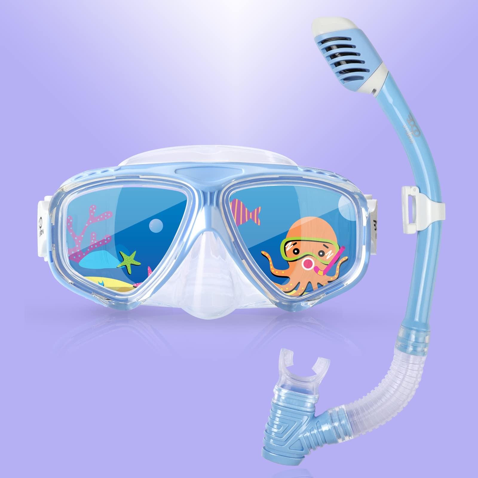 Juego de Snorkel para Niños, Máscara de Snorkel Antiniebla Gafas de Natación Anti Rotas para Niños con...