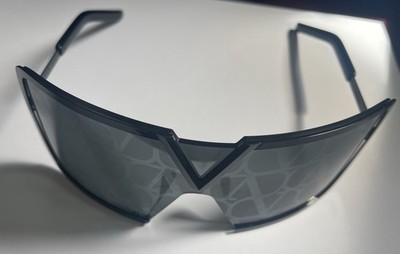 VALENTINO V Romask VLS120 Black Mirror Print Titanium Mask  Sunglasses Used