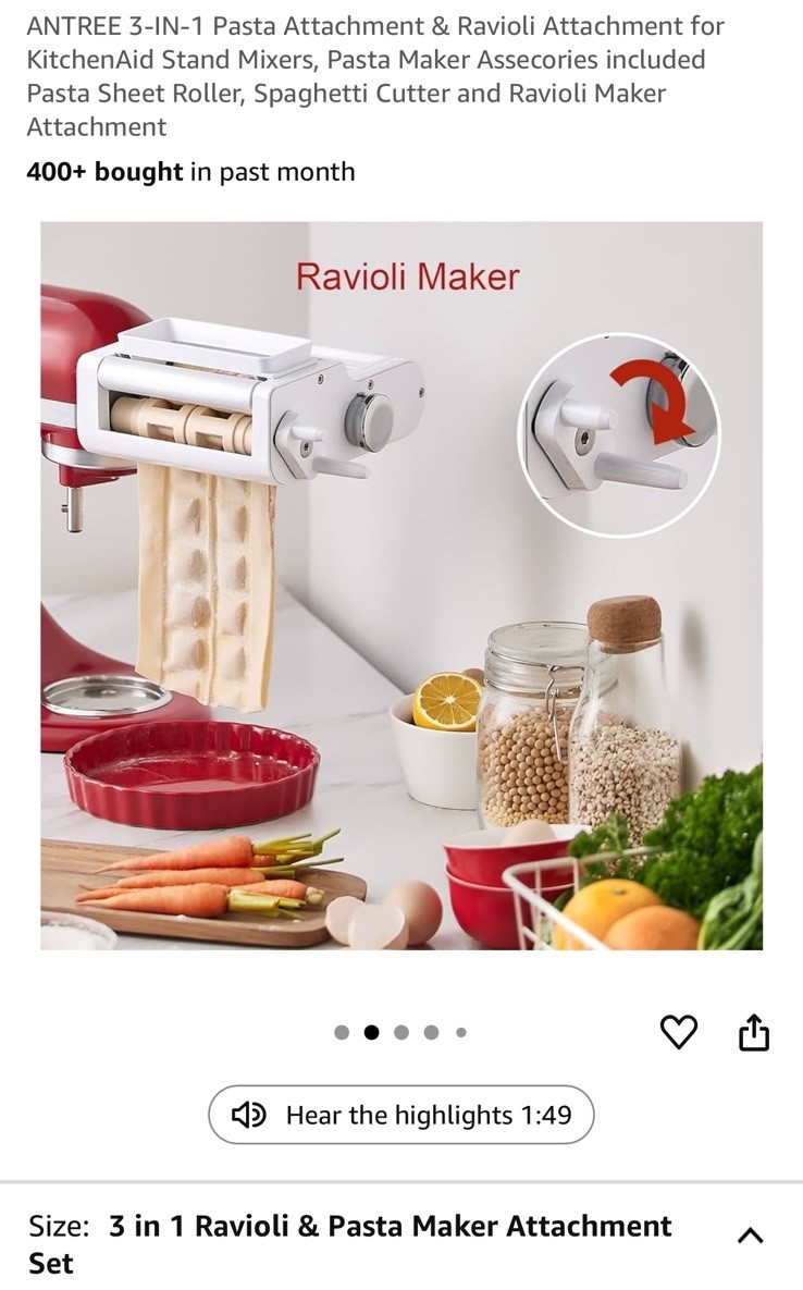 Antree Pasta Kitchenaid Ravioli Maker Attachment Antree In Ravioli