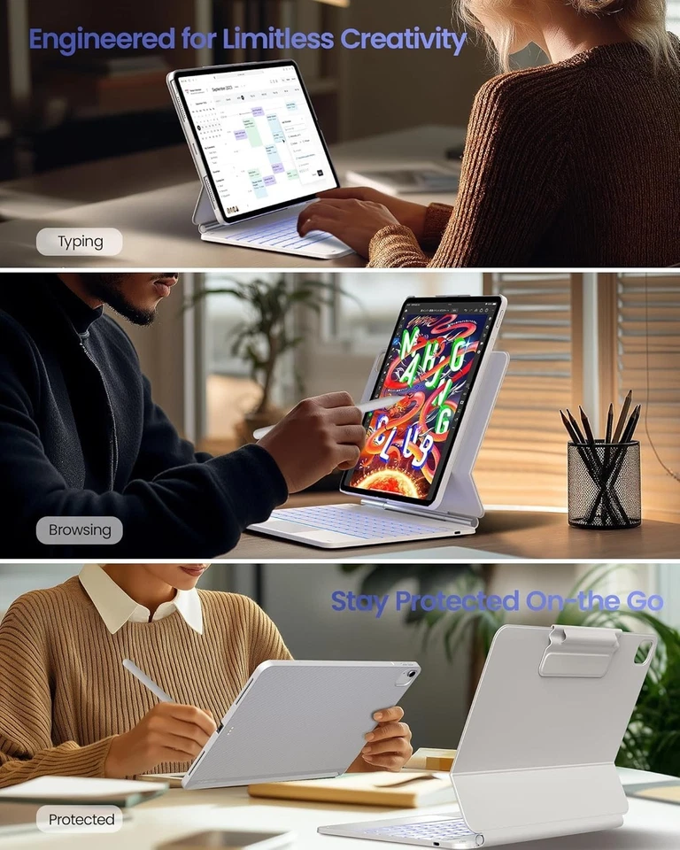 Typcase Edge + Teclado Blanco con Funda Trasera de Fibra de Carbono Blanca para iPad Air 13 Foto 4 de 4