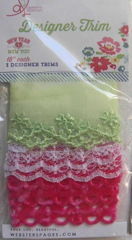 Designer Trim - 3 Styles and Colours 18" each Green White & Fuchsia - WebsterWRP - Image 2 of 4
