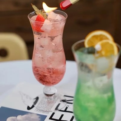 Food & Drink Decorative Candle Pink Green Wax Glass Drink Glass Shape
