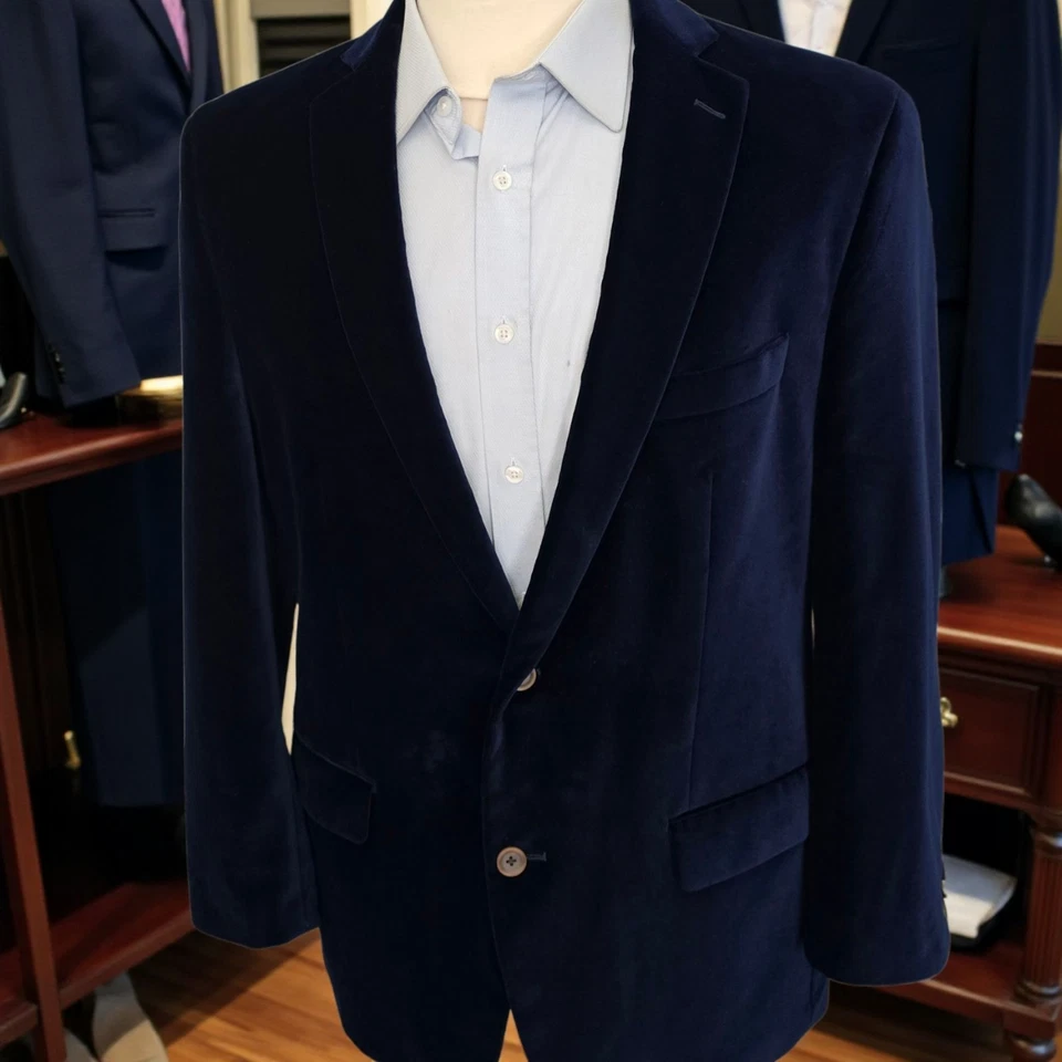 Blazer de terciopelo vintage Neiman Marcus 44S chaqueta de terciopelo azul marino Foto 3 de 4