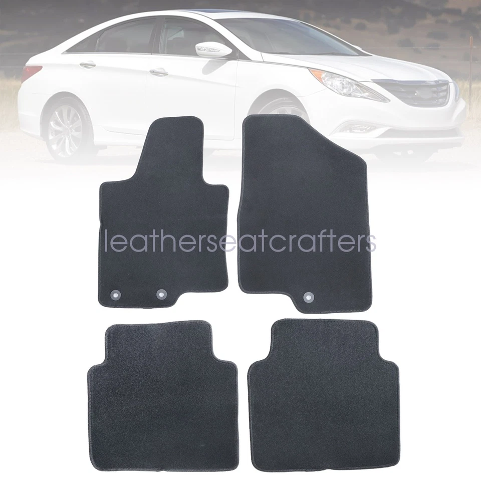 Alfombrillas delanteras y traseras terciopelo negras para Hyundai Sonata SE 2010 2011 2012 Foto 2 de 4