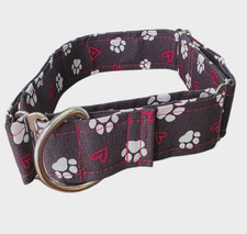 Martingale Dog Collar Size Lg 1.5" Wide with RED stitching.