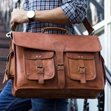 Handmade Men's Genuine Leather Vintage Laptop Messenger Briefcase Bag Satchel