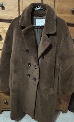 Rebecca Minkoff Wool Teddy Bear Coat Brown Double Breasted XL RM-301 Cozy. AS IS