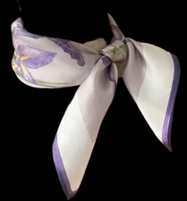 100% Silk 20 small square Scarf Women neckerchief Wrap floral beige purple ws339