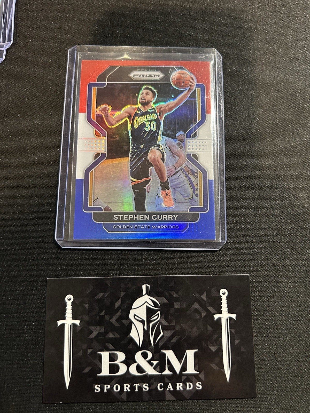 2021-22 Panini Prizm #154 Stephen Curry Red White & Blue Prizm Warriors