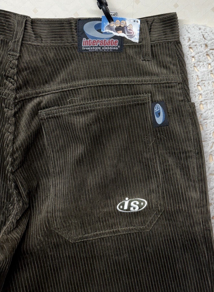 Vtg Interstate Baggy Wide Leg Pants 40 Fits 38x32 Olive Corduroy