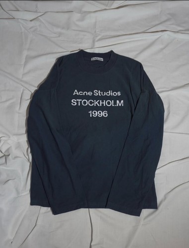 Acne Studios Stockholm 1996 Navy Blue Cotton Long Sleeve Men's T-Shirt