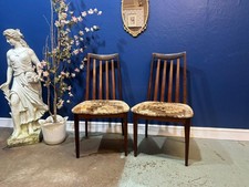 Set Of 2 G Plan Dining Chairs Fresco Teak Fabric Padded Vintage Mid-century