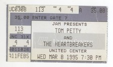 Tom Petty Pete Yorn Pete Droog & Sinners 3/8/95 Chicago United Ctr Ticket Stub